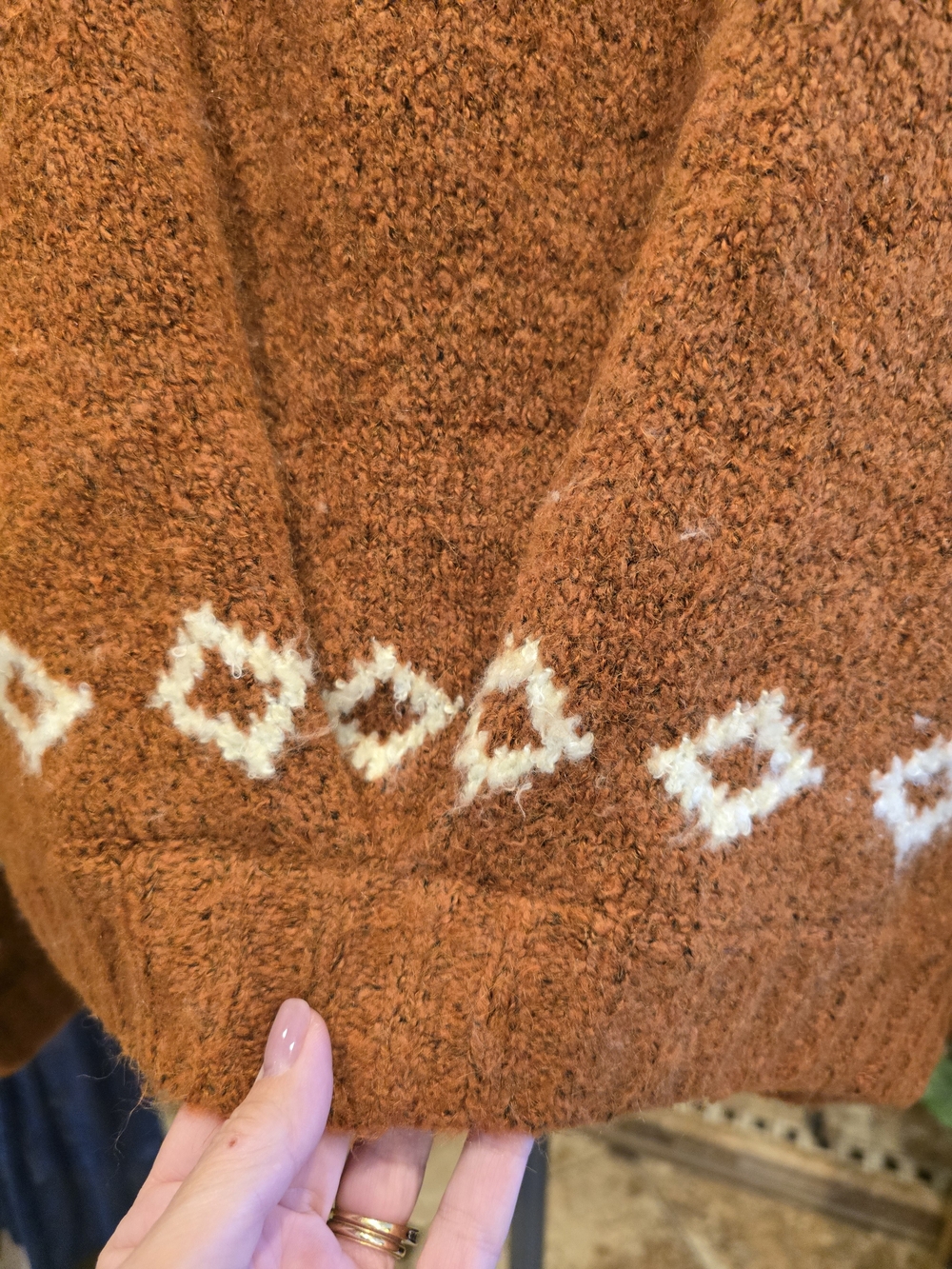 Free People Rust and Cream Toggle Knit Cardigan - Picture 7 of 7